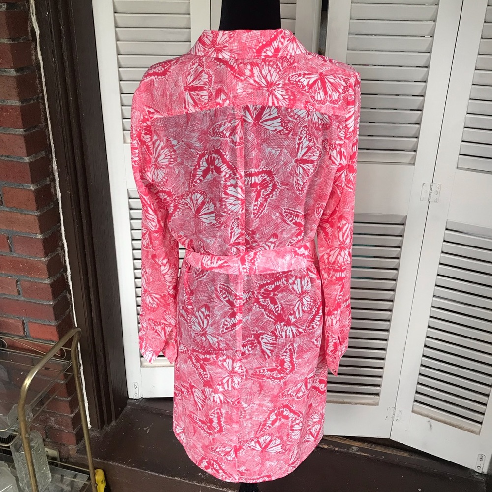 Dress pink white sheer butterfly tunic - Picture 3 of 7